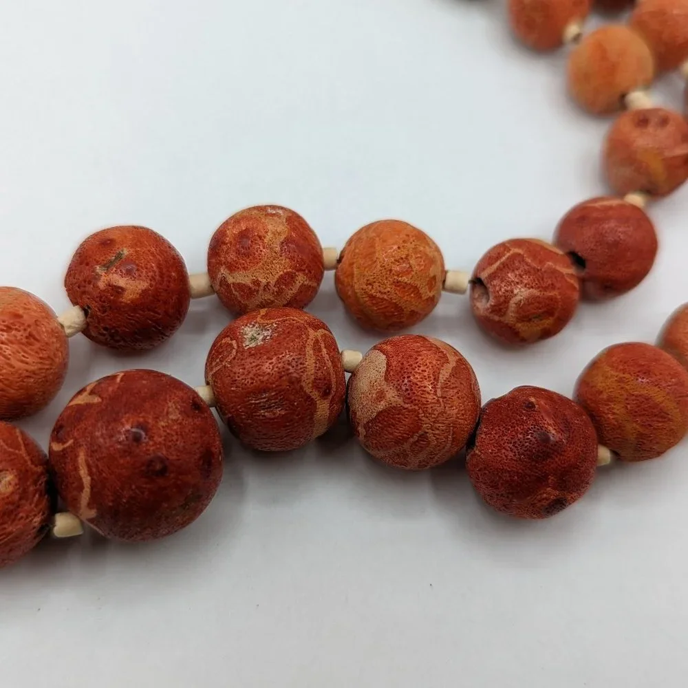 COPY - Vintage Raw Unpolished Natural Coral Bead Necklace - Picture 7 of 15